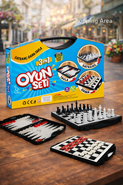Shopping Area 3 lü Oyun Seti (Satranç,Dama ve Tavla)