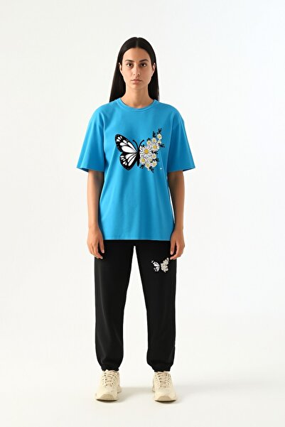 orwen life est. 2022 Oversize T-Shirt with Butterfly Print and Elastic Cuffs ...