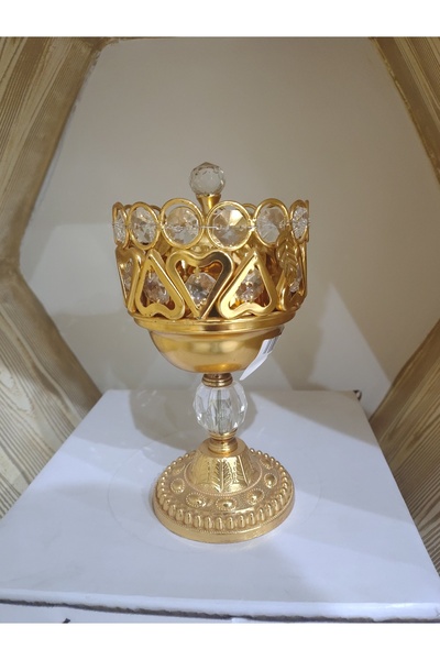 Tohfah مبخرة كريستال مذهب