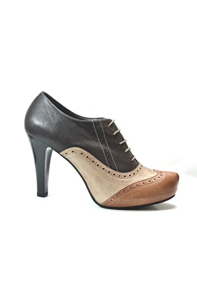Onlo Ayakkabı E.201 Genuine Leather Hidden Platform High Heel Women's Shoes