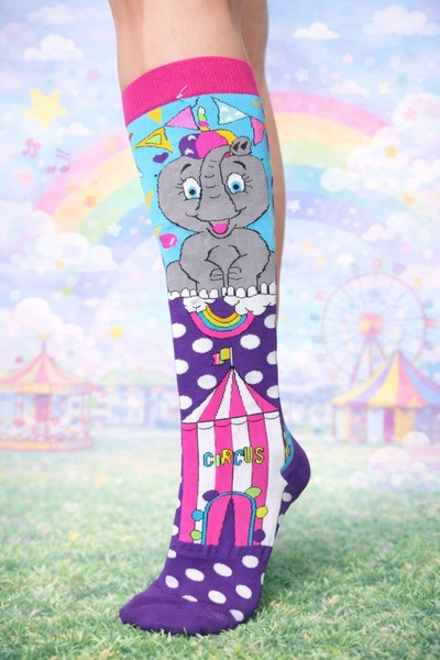 Funnysocksonline Fil Desenli Renkli Kadın Diz Altı Çorap