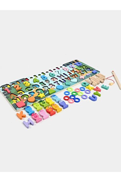 GÜMRÜK BEY Montessori Eğitici Ahşap Oyun Tahtası – Balık Tutma ve Matematik Ö...
