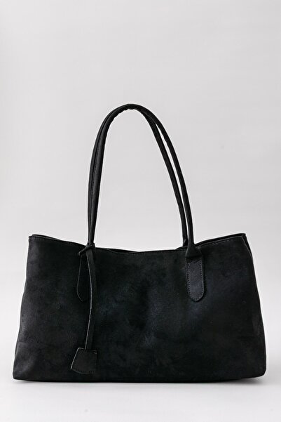 Paul Brand Geantă de umăr pentru femei, din piele intoarsă moale, neagră Haze...