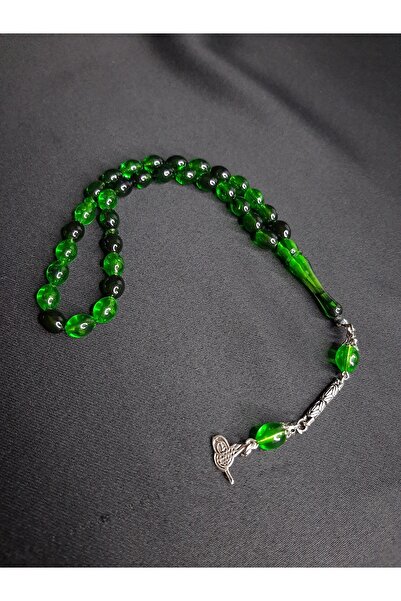 MRYart Green Black Powdered Amber Quality and Stylish 33-Piece Prayer Beads