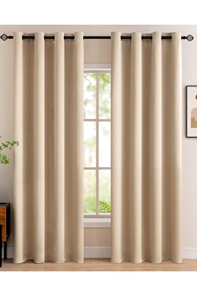 Dotail Set of 2 PONY DANCE Curtains, with Rings, Polyester, Opaque, 140 x 200...