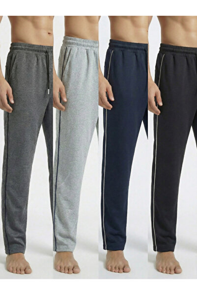Veleno Men's 4-Piece Baggy Side-Piped Oversize Relaxed 4-Season Sweatpants wi...