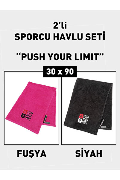 denizlicotton 2'li Nakışlı Sporcu Havlusu Pamuklu, Ter Emici Fitness Plates B...