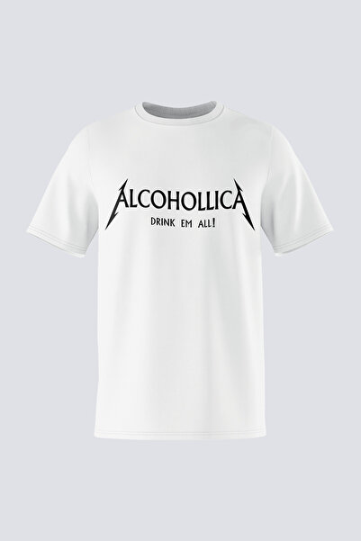 Tişört Mania Unisex Regular Fit Printed T-Shirt 100% Cotton - Alcohollica