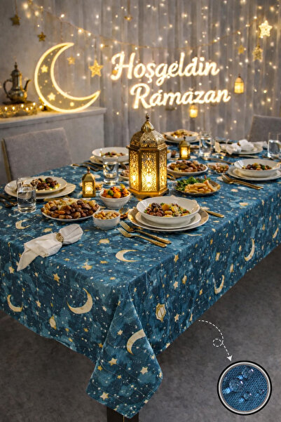 Soft Kare Liquid-Proof Ramadan Tablecloth – Stain-Resistant, Wipeable and Was...
