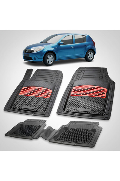 TEAMCAR Covorașe tip tavă compatibile cu Dacia Sandero 2008-2012, Roșu