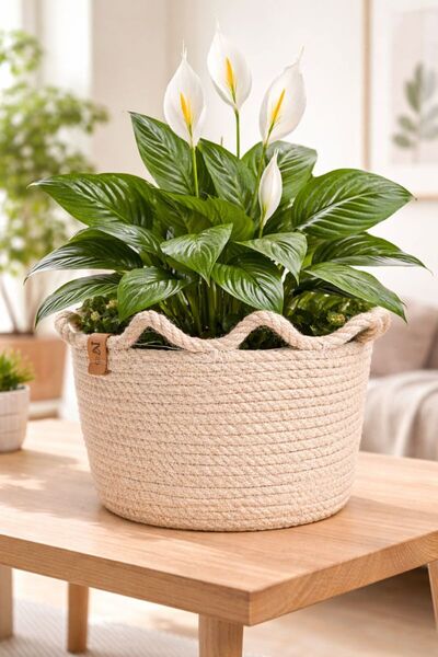 Ahs Tasarım jüt Hasır Saksılık .Çiçek Saksılığı