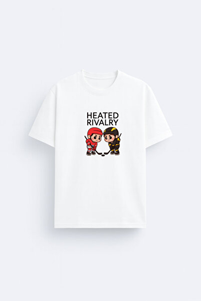 MODA Heated Rivalry Printed Crew Neck White T-Shirt