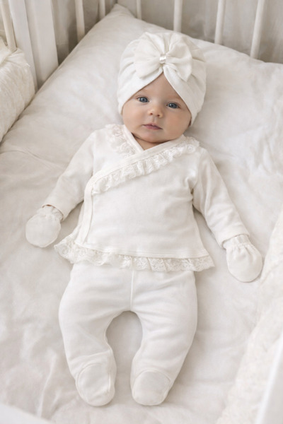 My Babies Label Kız Bebek Dantel Detaylı 5'li Yenidoğan Hastane Çıkışı