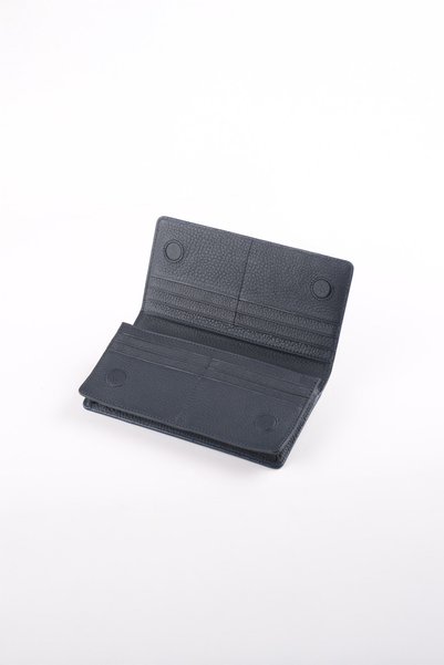 Ancora Leather Genuine Leather Handheld Portfolio with Phone Compartment and Rfid Protection Unisex 49800-Navy Blue