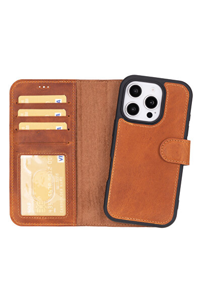 buğrahayalin iPhone 16 Pro Max Compatible Genuine Leather Handmade Wallet Cas...