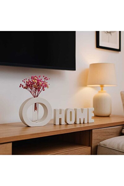 NOORBOHEMİA Dekoratif Vazo & HOME Yazı Seti | Modern Minimal Salon Ev Ofis Ma...