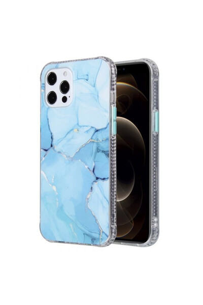Techsuit Husa Iphone 12 PRO / Iphone 12 - Coloured Glaze Marble Blue