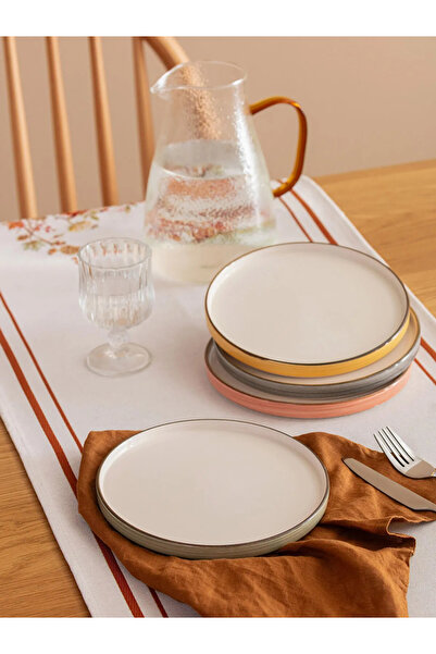 LC Waikiki Lcw Home Mixed Ceramic Flat Cake Plate Set of 4 20 cm