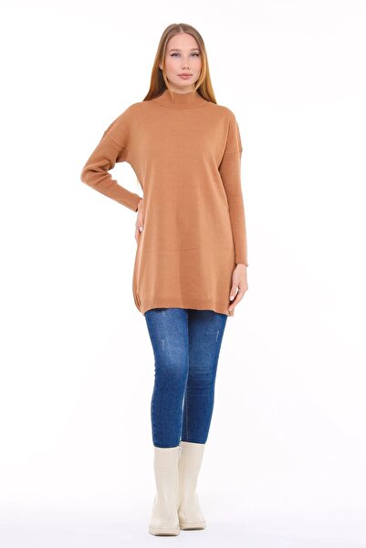 Kırçiçek Women's Half Fisherman Soft Textured Knitwear Tunic