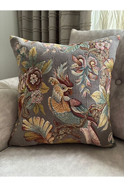 YOUC Design غطاء وسادة بتصميم 45 × 45 إصدار محدود بنمط الببغاء باللون الرمادي...