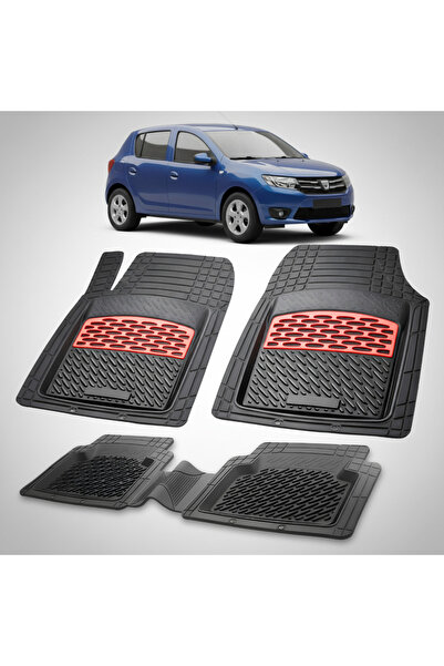 TEAMCAR Covorașe tip tavă compatibile cu Dacia Sandero 2012-2016, Roșu