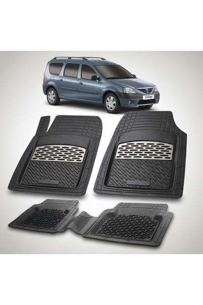 TEAMCAR Covorașe tip tavă compatibile cu Dacia Logan MCV 2006-2008, argintii