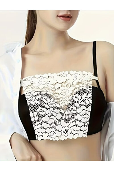 SOSYETEZGAHI Beyaz Siyah Kapatıcı Firikik Önleyici Dantel Dekolte Önleyici Sp...