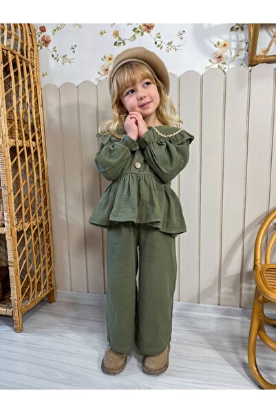 Butik KIZ ÇOCUK %100 PAMUKLU MÜSLİN 2'Lİ TAKIM ALT - ÜST TAKIM