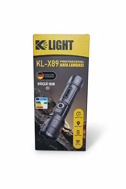 KLIGHT Güçlü Işık Profesyonel Şarjedilebilir El Feneri - Taşıma Çantalı - Dij...