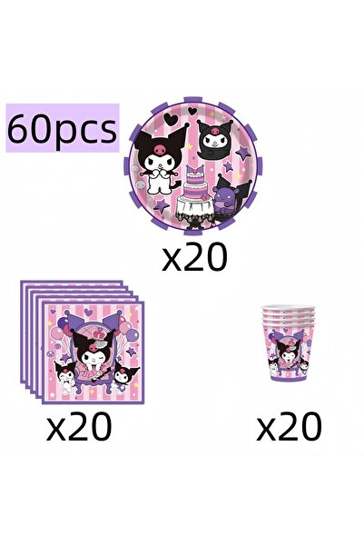 Miniso Other 60pcs Kuromi Happy Birthday Party Favors Decorations Tableware P...
