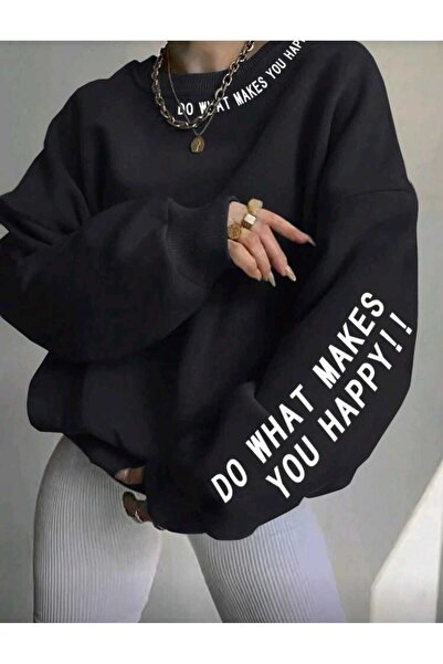 DİVİN Women's Daily Motivation Oversized Sweatshirt