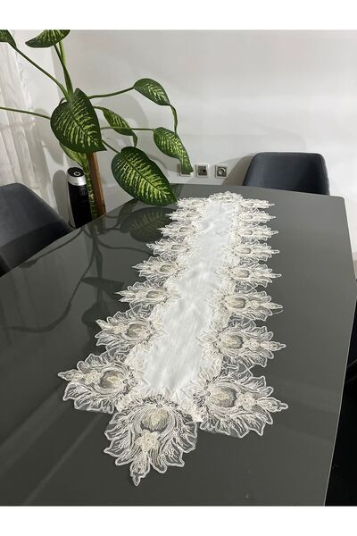 BRL ÇEYİZ HOME سجادة فاخرة من الكتان الفرنسي بتصميم غاردينيا مع تطريزات