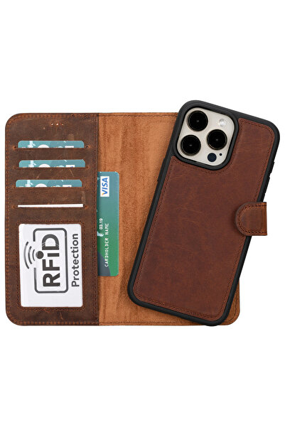 buğrahayalin iPhone 16 Pro Max Compatible Genuine Leather Handmade Wallet Cas...