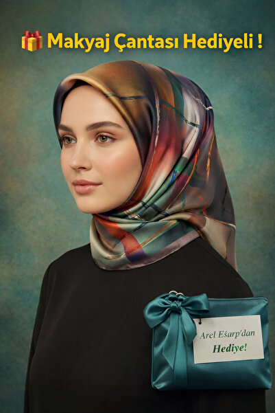 Picasso Silk-Look Mink - Brown - Emerald Green Crystal Scarf - Twill Stylish ...