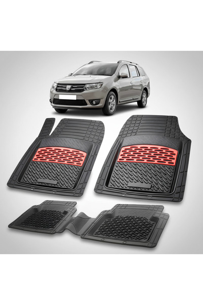 TEAMCAR Covorașe tip tavă compatibile cu Dacia Logan MCV 2013-2017, Roșu