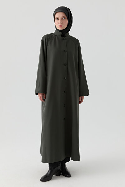 Tuğba Hakim Yakalı Pardesü - Petrol