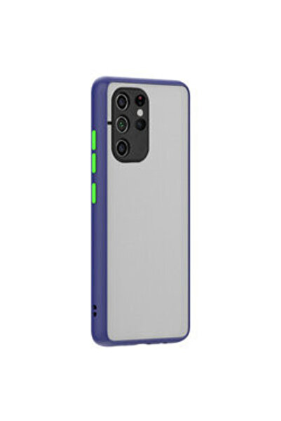 Techsuit Samsung Galaxy S21 Ultra case- Colored buttons case- blue bumper