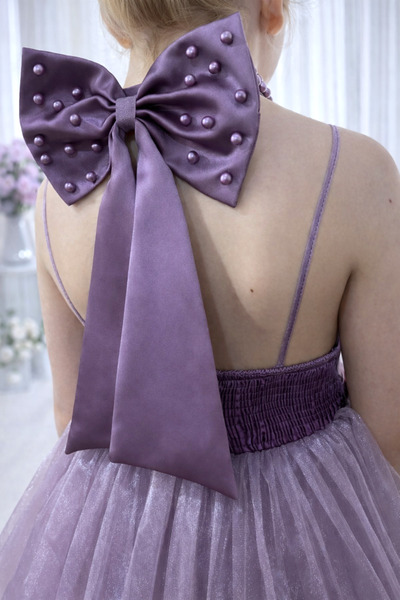 TREEMASS Kız Çocuk İnci Detaylı Tül Abiye Elbise