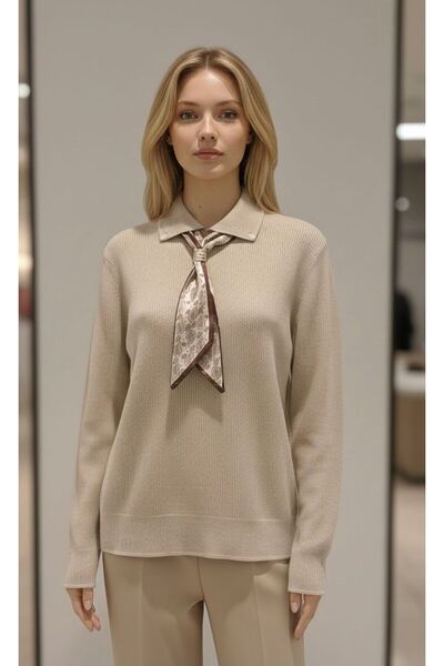 louyan fashion Scarf Polo Neck Sweater