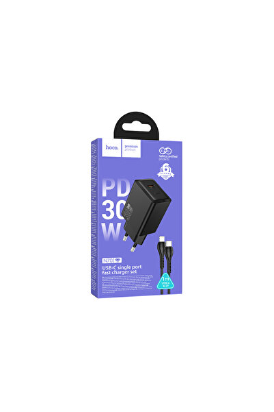 Hoco Incarcator Retea + Cablu Lightning, 1m, (PD30W) 1xUSB-C, FastCharge, BLACK