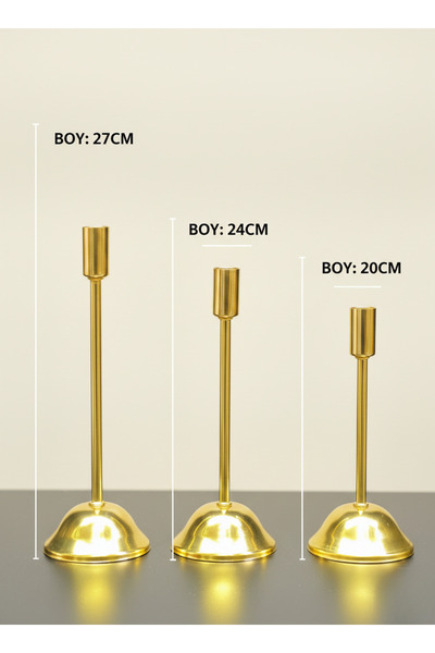 VAZO DEKOR Modern Gümüş 3'lü Şamdan Takımı - Şık Tasarım Metal Mumluk Seti - ...