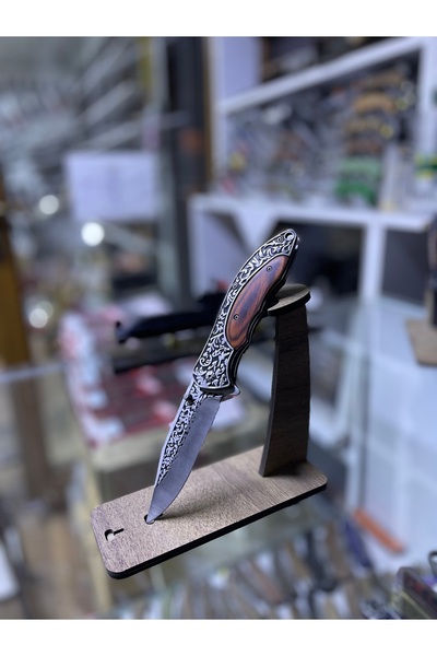 Çakı Özel Desenli Ahşap Saplı Katlanır