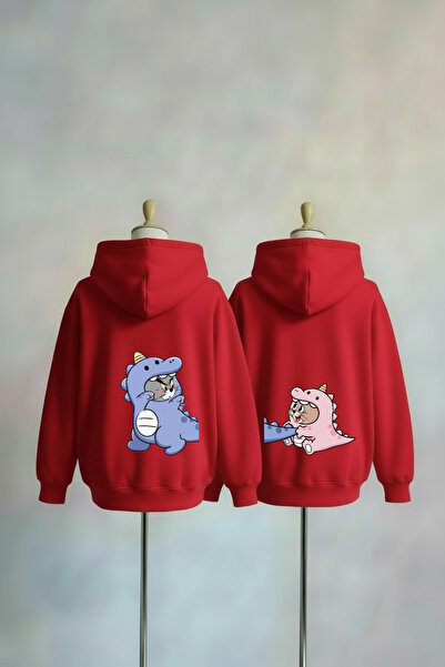 Vordevia Dear Couple Combination Printed Cotton 3 Thread O Oversized Sweatshirt