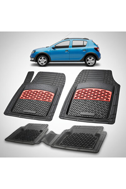 TEAMCAR Covorașe tip tavă compatibile cu Dacia Sandero Stepway 2012-2016, Roșu