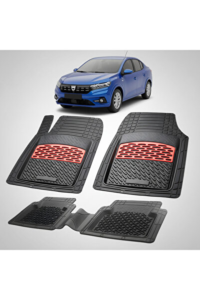 TEAMCAR Covorașe tip tavă compatibile cu Dacia Logan III 2020-2022, roșu