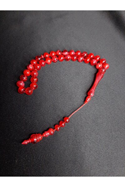 MRYart Red Powder Amber Quality and Stylish 33-Piece Prayer Beads