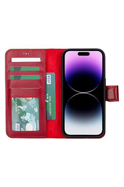 buğrahayalin iPhone 16 Pro Max Compatible Genuine Leather Handmade Wallet Cas...