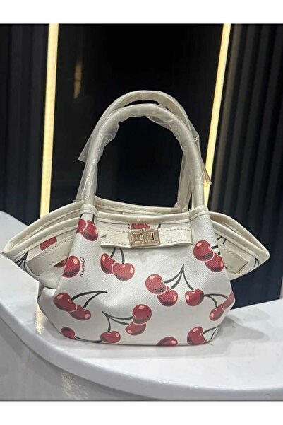 ÖZÜM TAKI Women's Straw Cherry Patterned Shoulder Bag