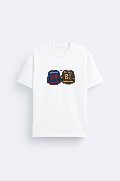 MODA Heated Rivalry Printed Crew Neck White T-Shirt