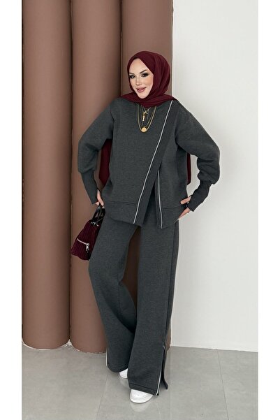 Modanurgul Muadil Asimetrik Fermuarlı İkili Takım - Antrasit